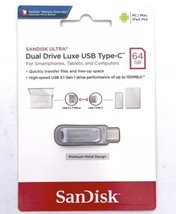 SanDisk - Ultra Dual Drive Luxe 64GB USB 3.1, USB Type-C Flash Drive - Silver - £19.11 GBP