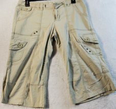 AriZona Cargo Shorts Womens Size 5 Beige Cotton Flat Front Belt Loops Po... - $8.04