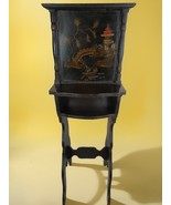 Antiq Telephone Table Smokers Cabinet Hand Painted Asian Scenes 43&quot; Chin... - $593.99