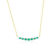 14K Gold Round 0.36ct Emerald, Graduating Diamond Necklace 28 Stones - £847.58 GBP