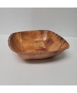 10&quot; Square Salad Bowl Parquet Checkered Brown Serving Bowl - £5.92 GBP