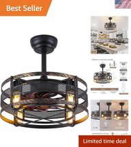 Farmhouse Ceiling Fan with Enclosed Blades - Elegant &amp; Remote-Controlled... - $74.99