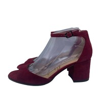 Sam Edelman Susie Pumps Heels Red Suede Ankle Strap Open Toe Womens 7.5 - £38.22 GBP