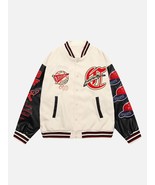 American Patchwork PU Leather Sleeve Embroidered Alphabet Baseball Jacket - €38,35 EUR