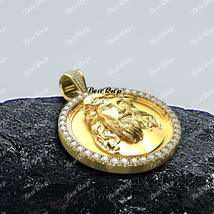 14K Yellow Gold Over Ice Diamond Cross Circle Medallion Pendant Charm Pave 1.5CT - £319.95 GBP