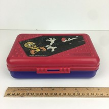 Vtg 1997 Spacemaker Plastic Pencil Box Case Looney Tunes Tweety Sylvester School - £14.93 GBP