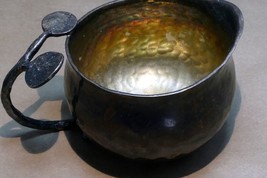 Vintage Bronze Floral Creamer hand made with floral leave handle - $25.68