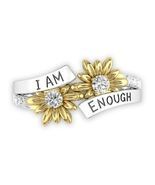 Handcrafted ~ Inspirational ~ I AM ENOUGH Sunflower ~ Size 7 Ring - $20.00