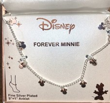 Disney Forever Minnie Mouse Anklet  9-10 inches  NEW silver plated - £21.50 GBP