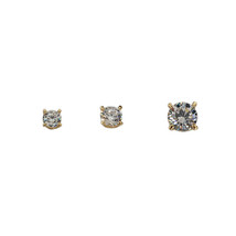 14ct Solid Gold Solitaire Diamond Stud Earrings-   14K Au585, Dainty, Zirconia - £76.92 GBP+