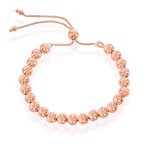 6MM Round Beads Adjustable Bolo Bracelet - Rose Gold Plated - £61.61 GBP