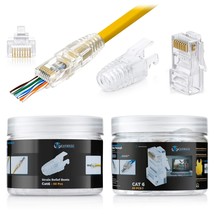 Rj45 Cat6 Pass Through Connectors And Strain Relief Boots - Pack Of 50/50 - Ez T - £26.63 GBP