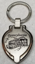 Pennsylvania Covered Bridge Keychain Locket Photo Metal Vintage - £9.83 GBP