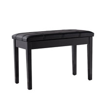 Solid Wood PU Leather Piano Double Duet Keyboard Bench-Black - Color: Black - $105.54