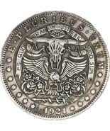 Medalla de fantasía - grabado oculto con calavera, águila y símbolos mís... - $13.23