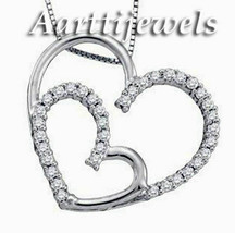 0.72ct Diamond 14k White Gold Heart Shape Halloween Wedding Pendant - £863.80 GBP