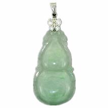 1.4&quot;China Certified Grade A Nature Hisui Jadeite Jade Wealth Gourd Hand Carved N - £45.92 GBP