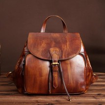 Retro Women Travel Bag Leather Bagpack 2022 New High Quality First Layer Cowhide - £111.76 GBP