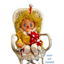 Vintage Russ Berrie Clown Doll Toy Plush Sucks Thumb Red Yellow Polka Dot 9 inch - £11.68 GBP