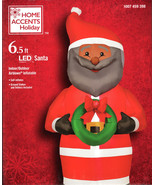 HAH 1007 459 398 GEMMY 882187 AIRBLOWN DARK SKINNED SANTA W/WREATH 6.5&#39; ... - €32,32 EUR