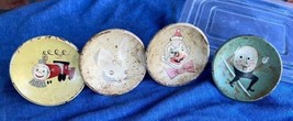 4 Vintage Metal Drawer Knobs Child Baby Hooks Pulls Train Clown Rabbit Humpty - £30.28 GBP