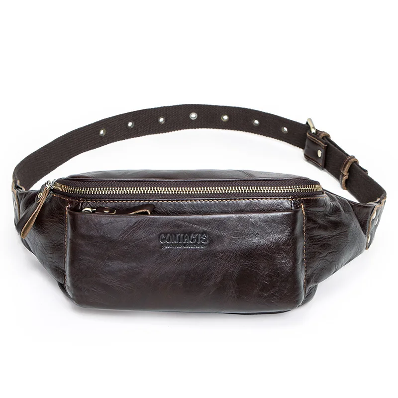 Men&#39;s Waist Bag Genuine Leather Chest Bags For Male Casual Travel Multifunctiona - £51.02 GBP