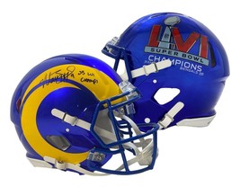 Matthew Stafford Autographed &quot;Sb Lvi Champs&quot; Rams Authentic Helmet Fanatics - £692.01 GBP