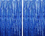 2Pcs 3Ft X 8.3Ft Navy Blue Metallic Tinsel Foil Fringe Curtains Photo Bo... - £10.40 GBP