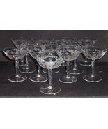 12 Vintage Floral Etched Stemmed Champagne Bar Glasses 5&quot;  6oz Ex - £65.72 GBP