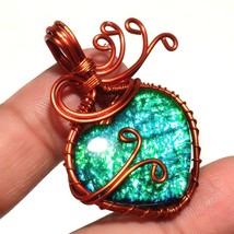 Ammolite Gemstone Wire Wrapped Handcrafted Copper Jewelry Pendant 1.80&quot; SA 1313 - £3.97 GBP