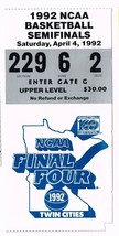 1992 NCAA Final Four Semi Finals Ticket Stub Indiana Duke Cincinnati Michigan - $351.07