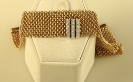 Vintage Sterling Signed JCM 925 Italy Mesh Chain with CZ Accent Bracelet size 8 - £57.44 GBP