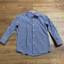 Isaac Michael NY Blue Red Checkered Long Sleeve Button Up Shirt Boys Size 6 - £10.71 GBP