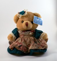Keepsake Memories Bear Golden Dress With Bow in Hair Brown Eyes Plush 10&quot; Tags - £8.64 GBP