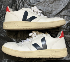 Veja Men V-10 Leather White Nautico Pekin Sneaker Shoes Size 10 - £58.63 GBP