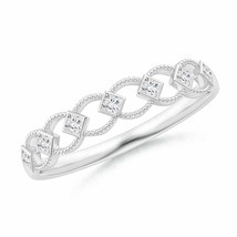 ANGARA Bezel-Set Princess-Cut Diamond Wedding Band with Milgrain in 14K Gold - £731.76 GBP