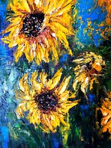 Sunflowers oil painting,impasto artwork,hand made painting. - £59.95 GBP