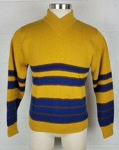 Vintage 60s Jantzen NLF Expandables V-Neck Sweater Gold Blue Brown Rams? M - £77.68 GBP