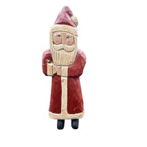 Vintage Hand Carved Primitive Painted Christmas Santa Claus 12&quot; - £23.25 GBP