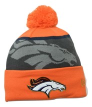 Denver Broncos New Era NFL Football Gold Collection Pom Cuffed Beanie Winter Hat - £17.53 GBP