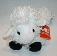 Wild Republic White Curly Plush Hug&#39;ems Mini Lamb 7&quot; Black Feet 21250 Soft Toy - $15.48