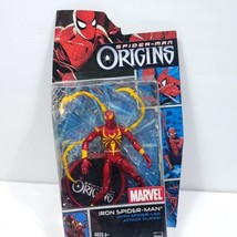 Marvel Spider-Man Origins IRON SPIDER-MAN Action Figure Attack Claws Card Damage - £31.06 GBP
