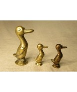 Vintage Family Of Small Solid Brass Ducks - $33.79