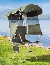 The Docusvect Folding Camping Chair With Canopy, Canopy Chair, Support 330 Lbs. - £82.21 GBP