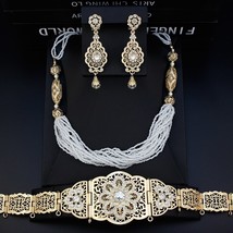 Algeria Morocco Bride Wedding Jewelry Sets for Women Gold Color Caftan Belt Chai - £87.08 GBP