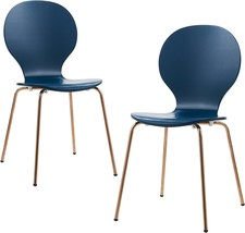 Versanora Vintage Blue/Rose Gold Set Of 2 Contorno Bentwood Chairs: Stylish And - £127.45 GBP