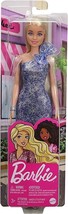 Barbie Blonde Hair Blue Eyes with Short Blue Sequins Mini Dress Silver Shoes - £13.19 GBP