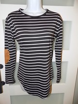 No Brand Black And White Striped Elbow Pads Ls Shirt Size S Women&#39;s Nwot - £17.80 GBP