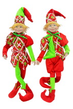 Set of 2 18&quot; Hanging Red and Green Elves by A&amp;B Home - £31.32 GBP