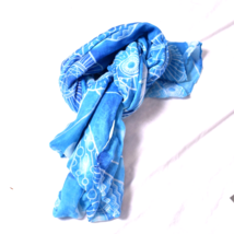 Women s Polyester Wrap Beach Cover Up Scarf Blue &amp; White - $17.39